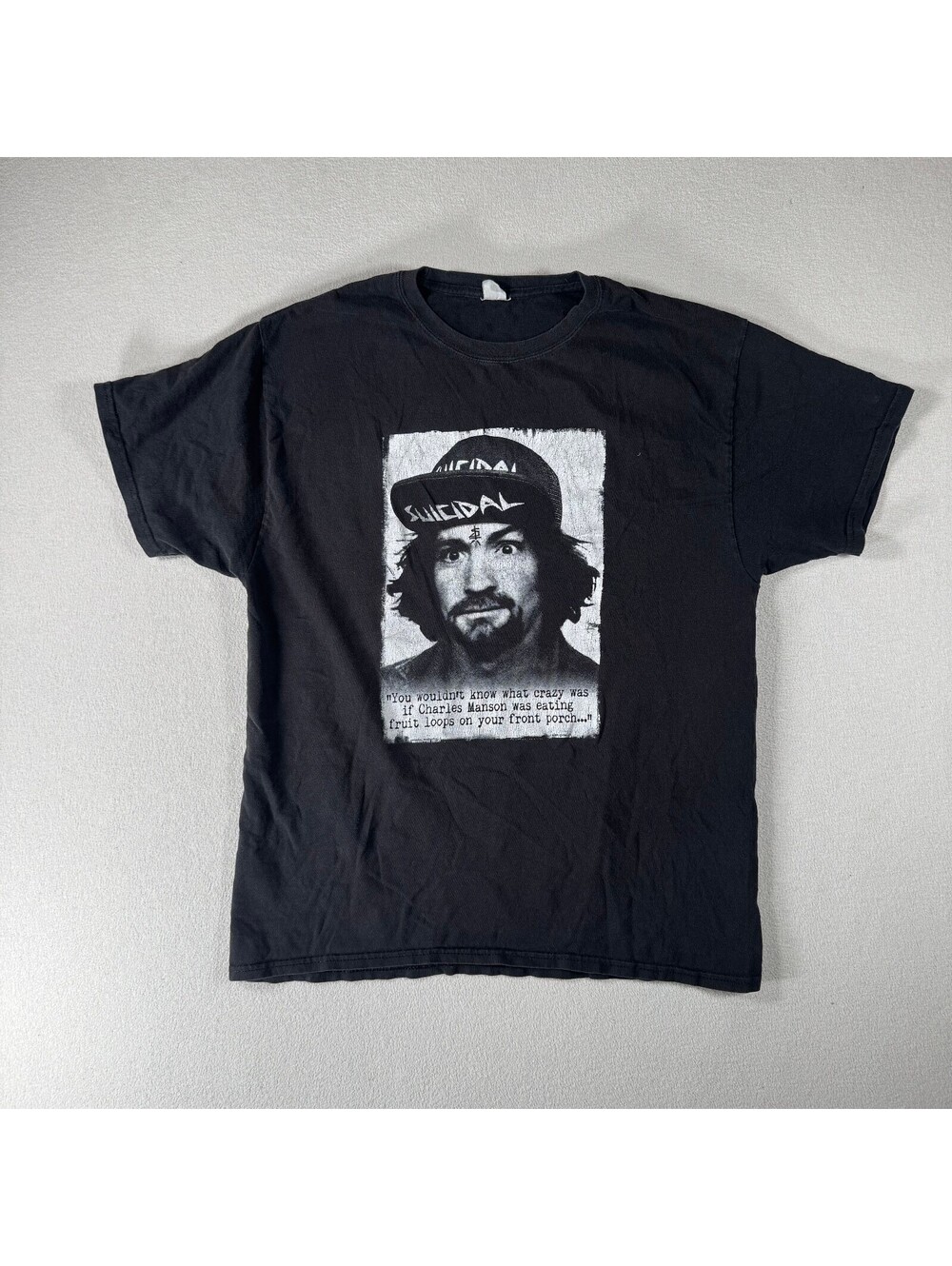 Vintage Suicidal Tendencies Charles Manson Logo Punk Tee Black T-Shirt Size L